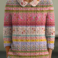 womens-vintage-floral-art-print-casual-peter-pan-collar-3-4-sleeve-sweater-oawh