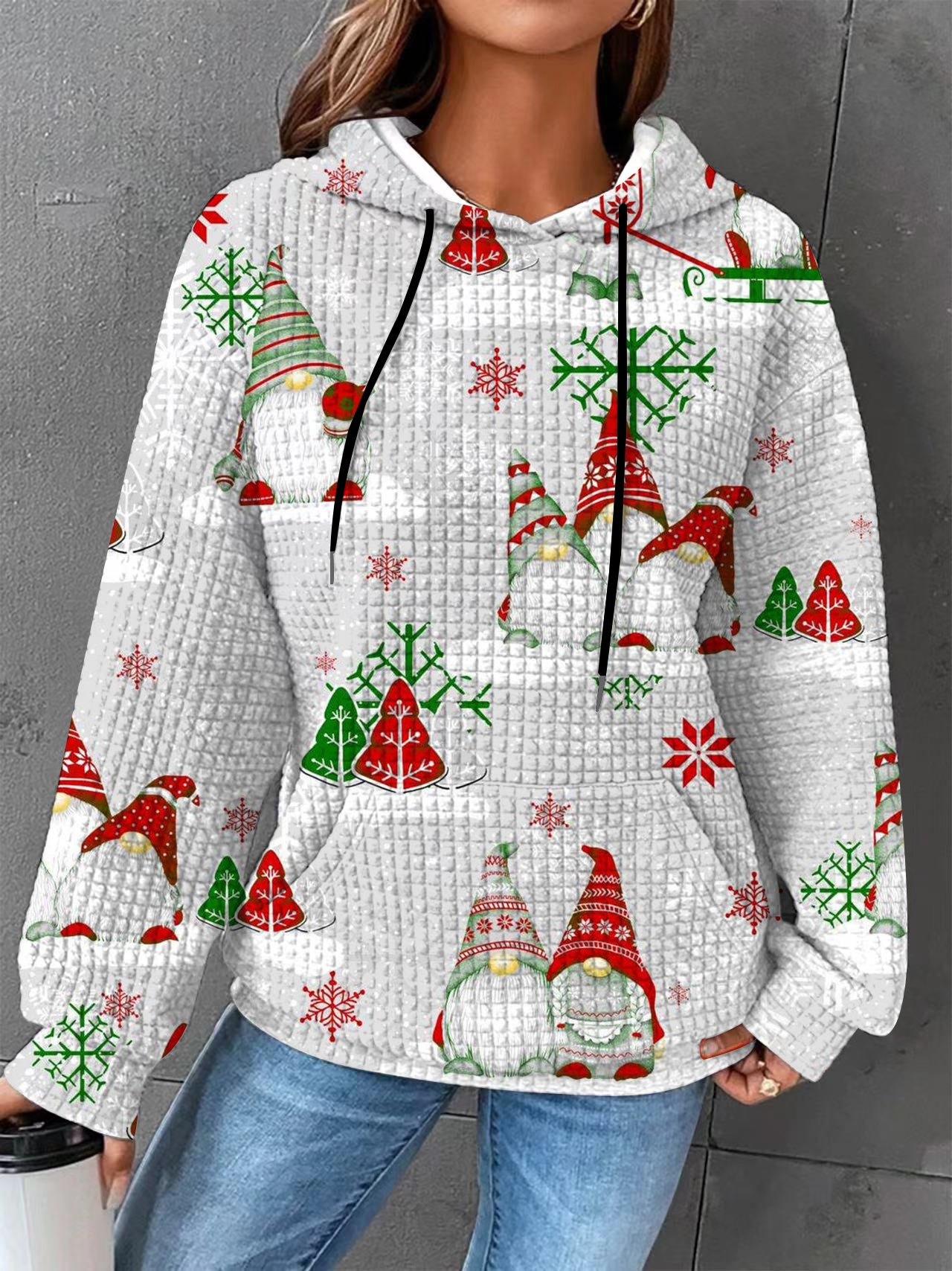 Plus size Autumn/Winter Women's Essential Creative Printed Long Sleeve Hooded Sweatshirt