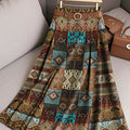Women's Beautiful Vintage Ethnic Diamond Geometric Check Art Print Cotton Skirt
