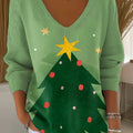 Women's Beautiful Winter Christmas Tree Gift Painting Art Print Casual Pullover Sweater