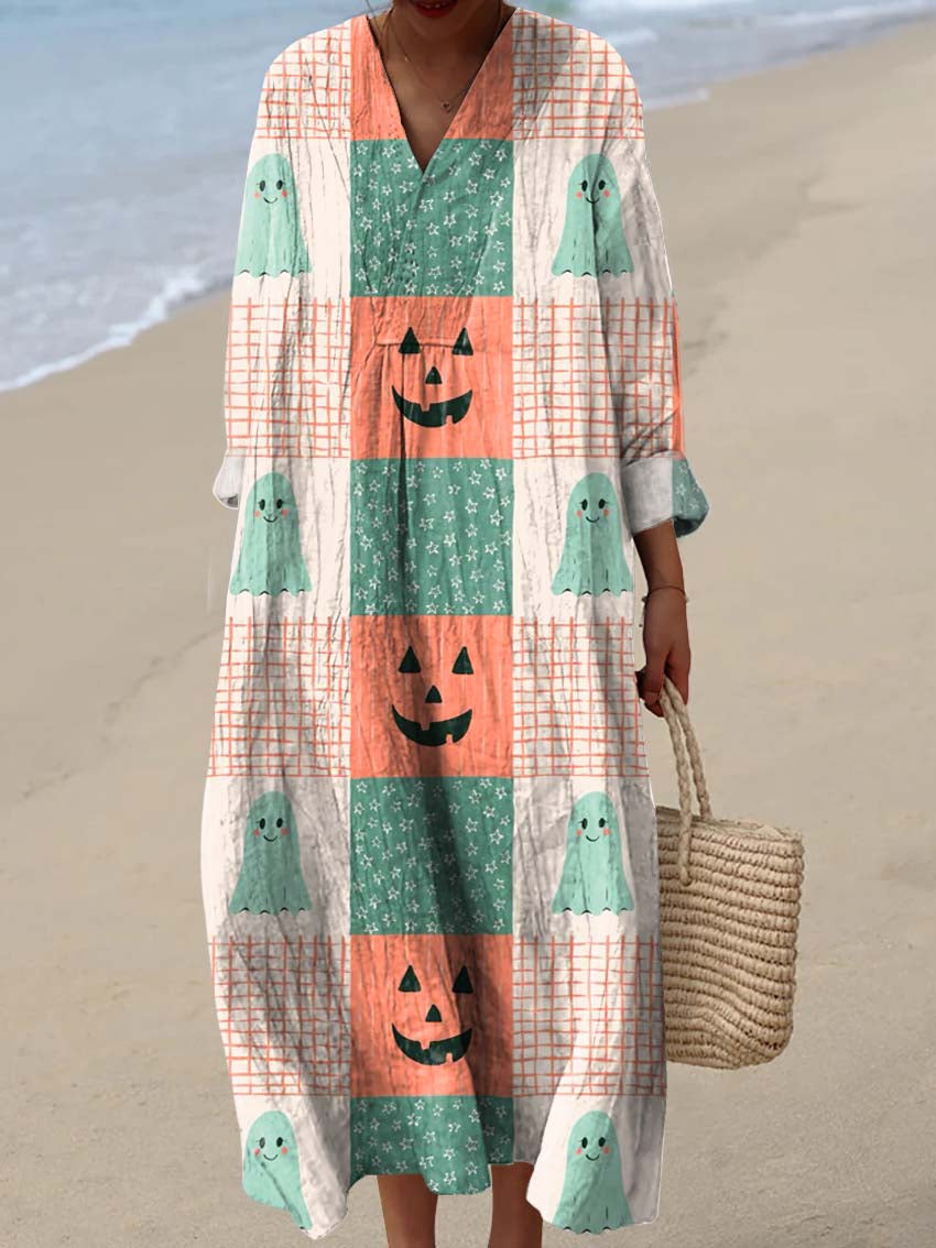 Women's Funny Halloween Pattern Art Print Cotton Dress