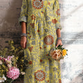 Women's Vintage Ethnic Floral Painting Art Print Dress