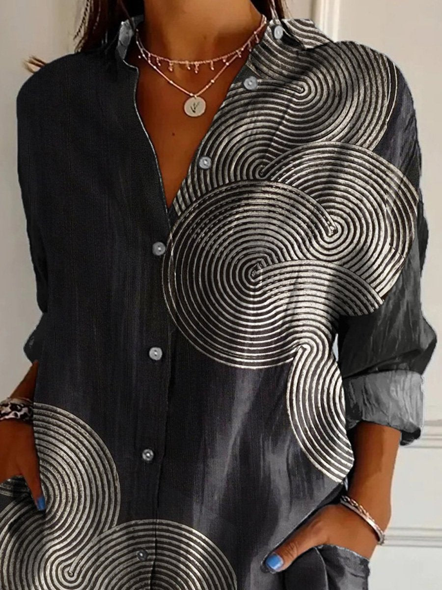 Japanese Zen Art Printed Women's Casual Cotton Shirt