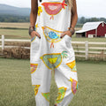 Women's   Funny Chick Art Print Casual 100% Cotton Wide Leg Jumpsuit