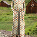 Women's Retro Dot Pattern Art Print Long-sleeved Dress