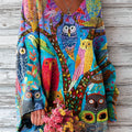 womens-beautiful-abstract-colorful-owl-painting-art-print-casual-pullover-sweater