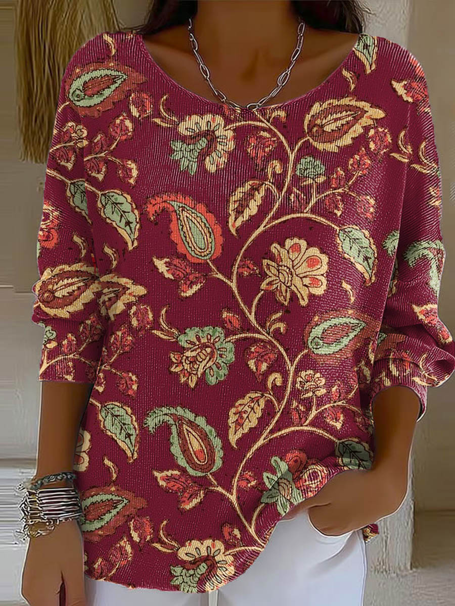 womens-floral-art-print-casual-pullover-sweater-bzjo