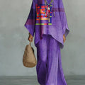 Women's Vintage Art Pattern Print Casual Cotton Linen Suits