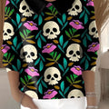 womens-halloween-skull-casual-print-peter-pan-collar-3-4-sleeve-sweater