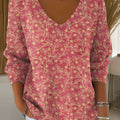 Women's Floral Pattern Art Print Casual Pullover Sweater