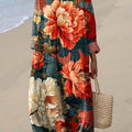Women's Vintage Floral Pattern Art Print Cotton Dress