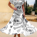 Women's Skull Print Cotton Dress