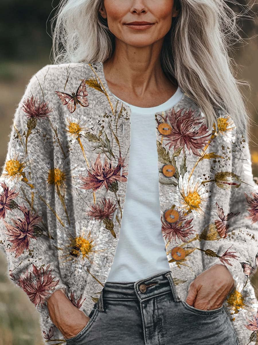 womens-vintage-floral-pattern-art-print-buttoned-cardigan-sweater-w8d5