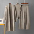 Women's Solid Color Casual Elegant Coat + Vest Sweater + Wide-leg Trouser Suit