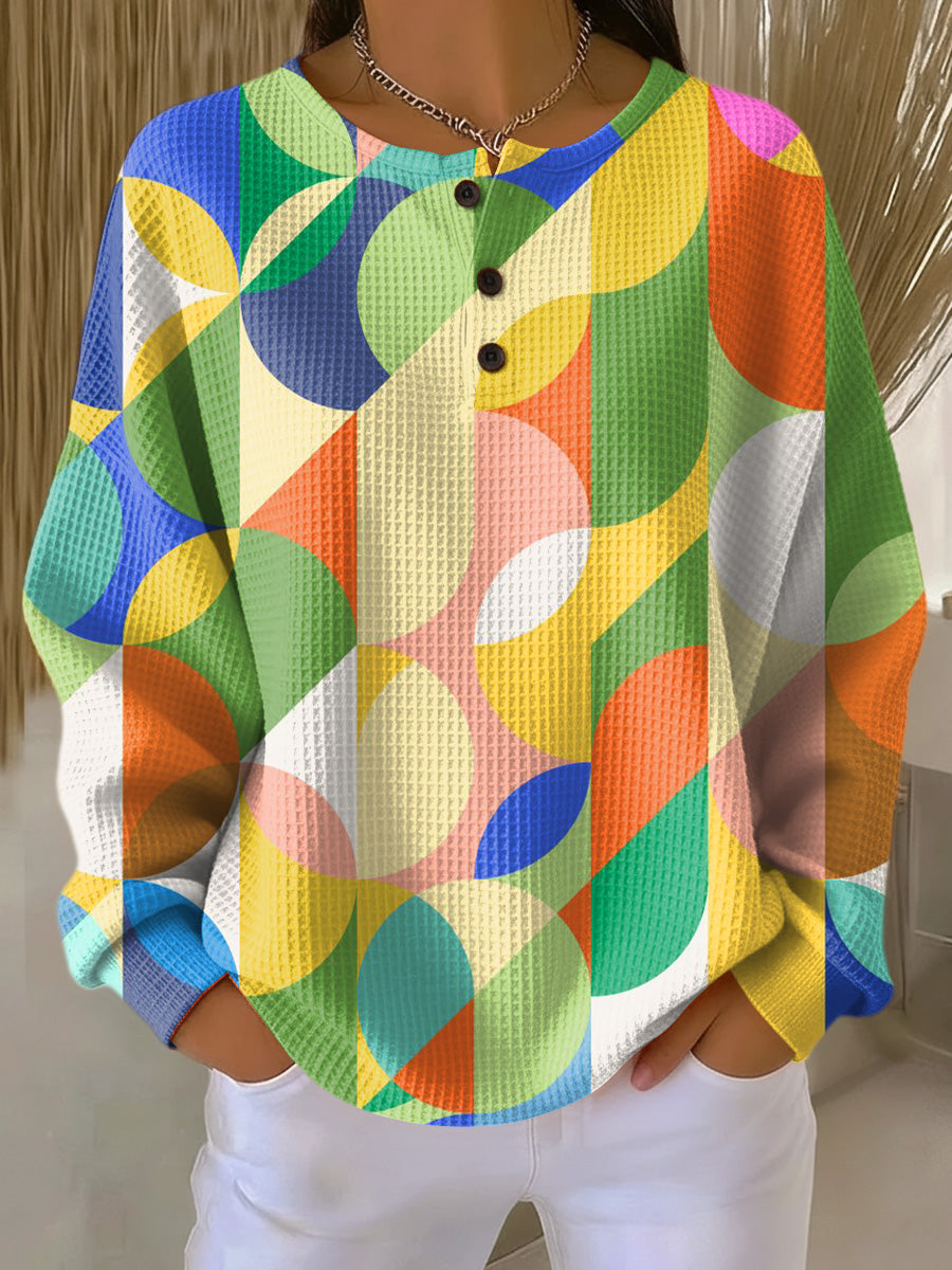 Women's Abstract Colorful Geometric Painting Art Print Casual Cotton Sweatshirt