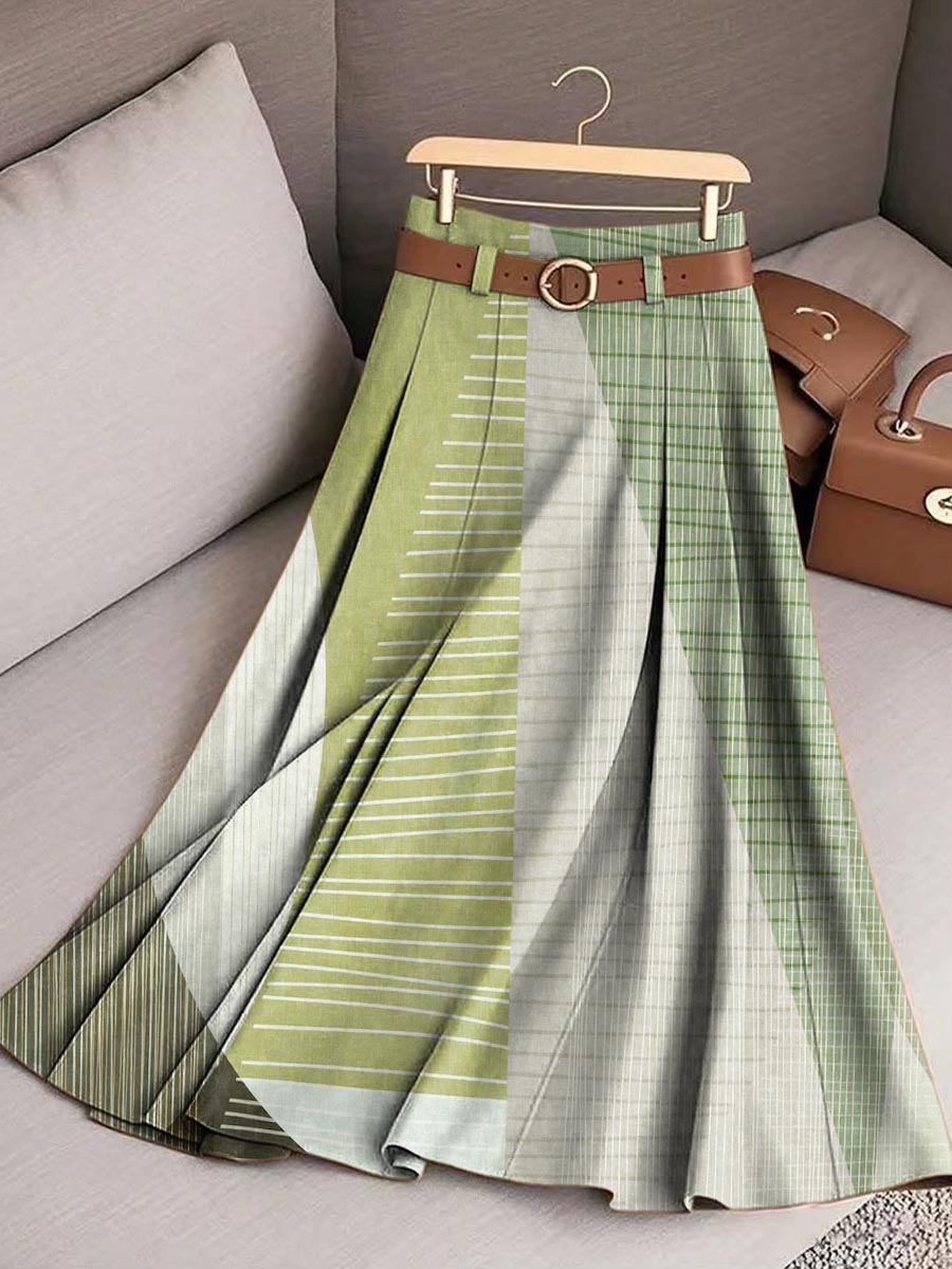 Women's Geometric Pattern Art Print Casual Cotton Skirt