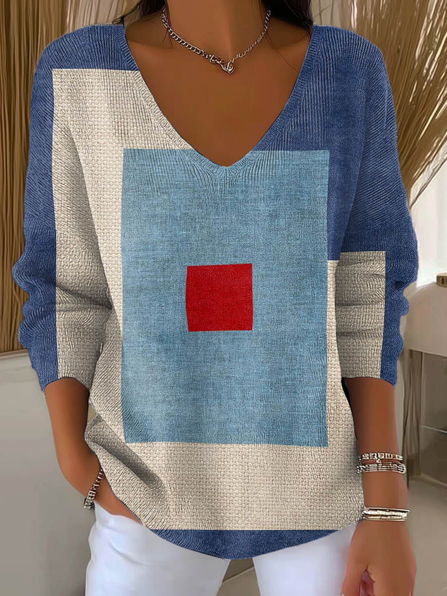 womens-geometric-pattern-art-print-casual-pullover-sweater-fxnq