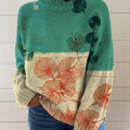 womens-vintage-art-leaves-print-knit-turtleneck-pullover-sweater