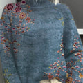 Vintage-Blumenmuster-Strick-Rollkragenpullover-Sweater-adh2 