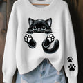 Women's Halloween Cat Cozy Knitted Sweater