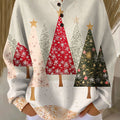 Women's  Vintage Christmas Tree Art Print Casual Cotton Sweatshirt