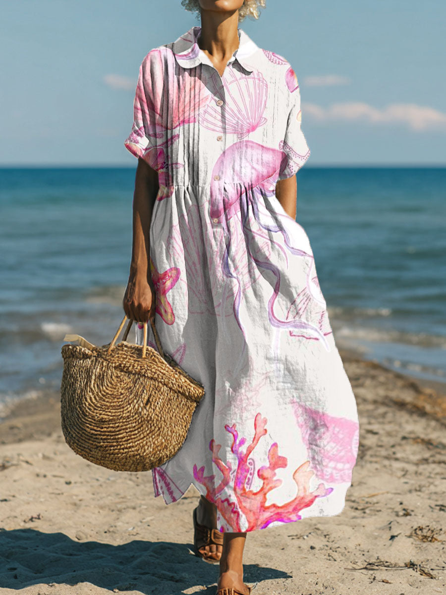 Women's Coral Shells Art Print Dress