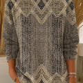 Women's Vintage Abstract Geometric Art Print Casual Pullover Sweater