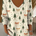 Women's Christmas Tree Art Print Casual Pullover Sweater