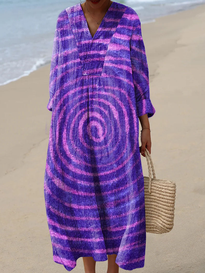 Women's Purple Art Abstract Lines Print Dress