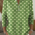 Green Round Polka Dots Print Buttoned Cardigan Sweater