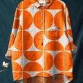 Women's  Abstract Geometry Art Print Casual Cotton And Linen Shirt