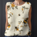 Women's Vintage Flower Bee Art Print Casual  Knitting Top