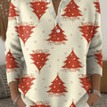 Women's Christmas Trees Pattern Art Print Buttoned Cardigan Sweater