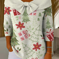 Christmas Tree Snowflake Artistic Pattern Print Buttoned Cardigan Sweater