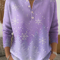 Women's Christmas Tree Snow Pattern Art Print Buttoned Cardigan Sweater