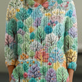 womens-beautiful-colorful-forest-painting-art-print-casual-peter-pan-collar-3-4-sleeve-sweater