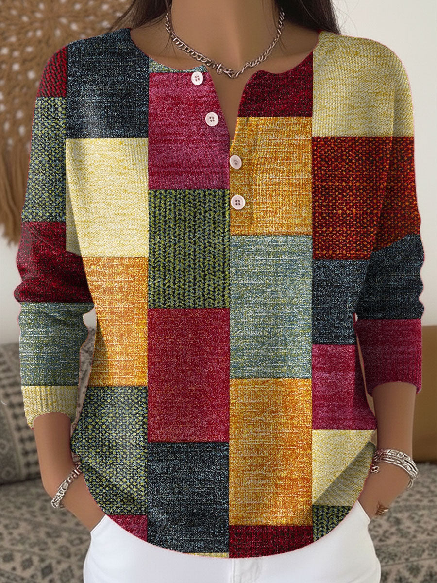 Vintage Geometry  Art Print Buttoned Cardigan Sweater