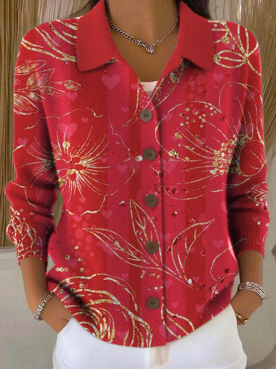 Women's Floral Art Print Casual Sweater