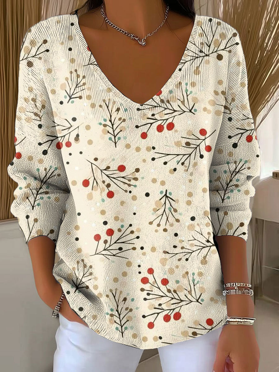 Women's Christmas Pattern Print Casual Pullover Sweater