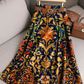 Women's Vintage Flower Art Print Casual Cotton Skirt