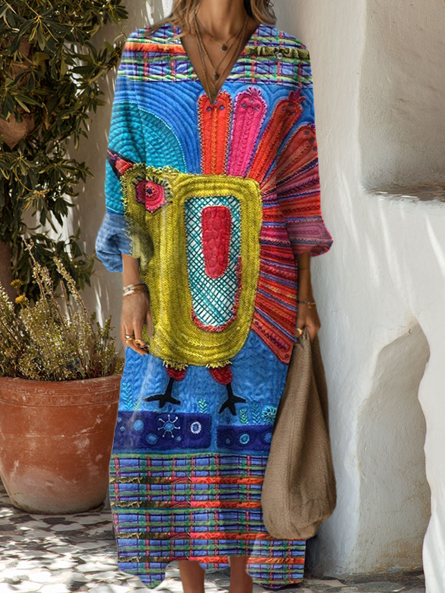 Women's Funny Chicken Art Print Casual Dress