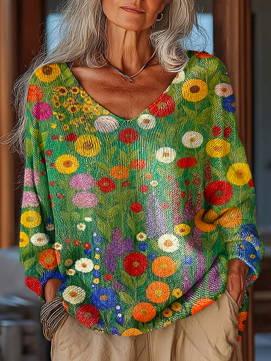 womens-beautiful-colorful-small-floral-painting-art-print-casual-pullover-sweater