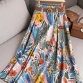 Women's Retro Floral Art Print Casual Cotton Skirt