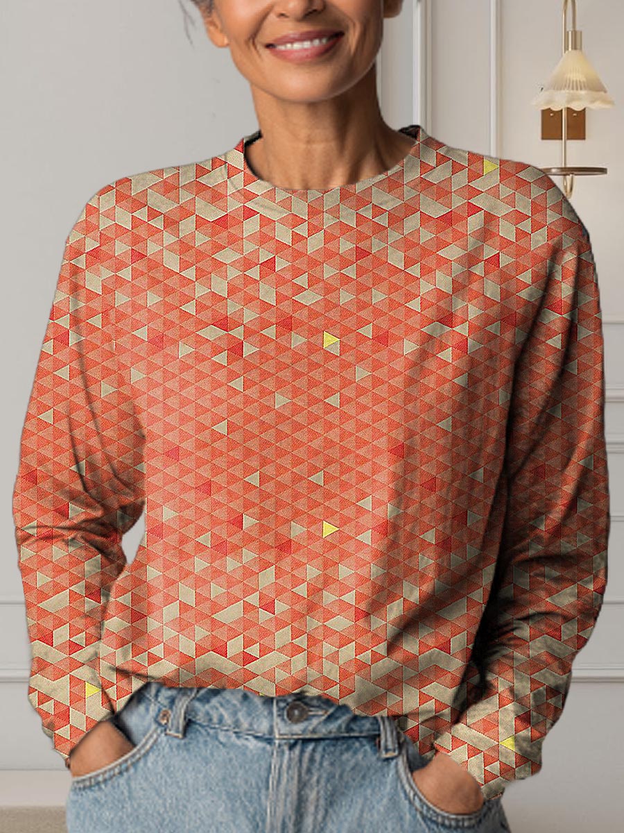 Women's Geometric Pattern Art Print Casual Cotton T-Shirt