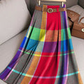 Women's Multicolor Check Graphic Art Print Cotton Skirt