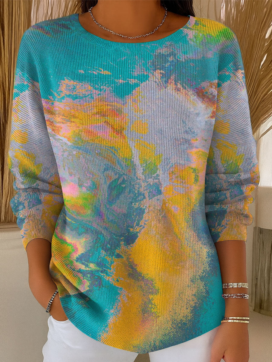 Women's Smudge-Style Prints Casual Pullover Sweater