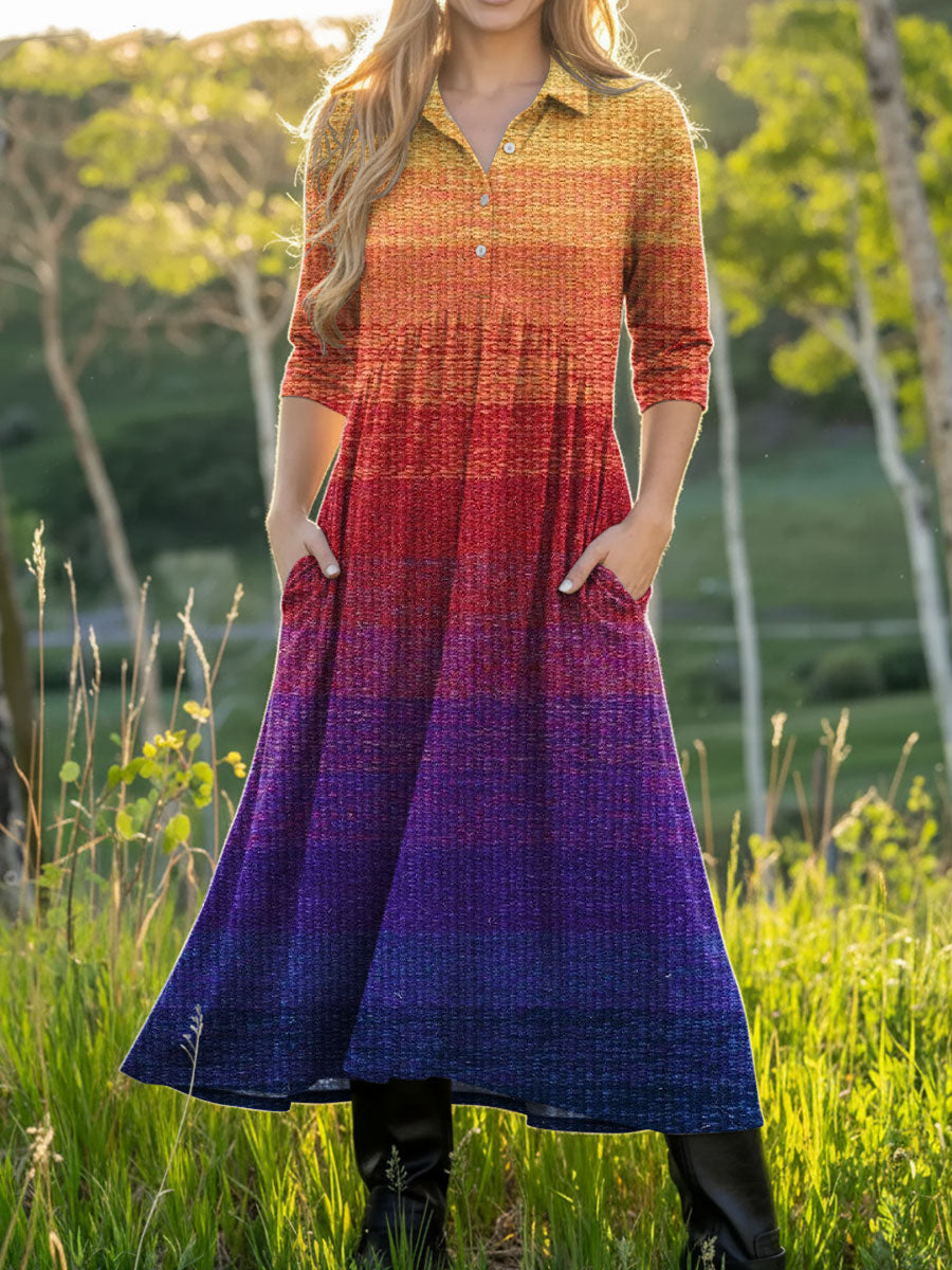 Women's Retro Gradient Geometric Colors Art Casual Print Dress