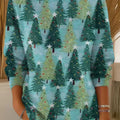 Women's Beautiful Winter Christmas Tree Painting Art Print Casual Pullover Sweater