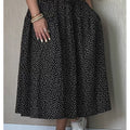 Women's Black Polka Dot Casual Cotton Skirt