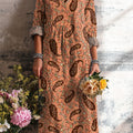 Women's Vintage Ethnic Paisley Floral Drawing Art Print Dress